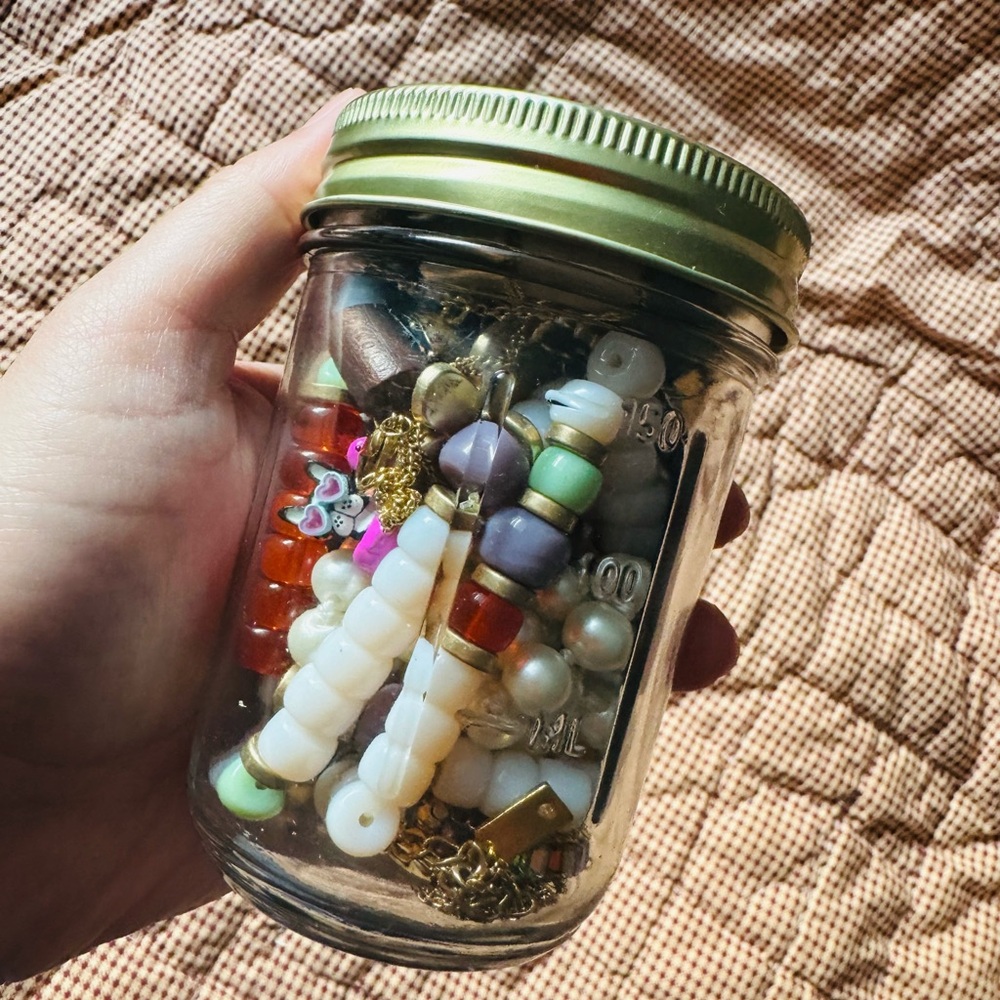 Jar of beautiful jewelry